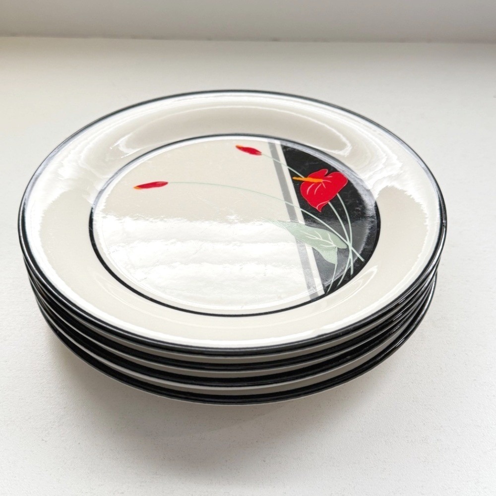 Sango Anthurium Bread Dessert Plates Set of 4 Joan Luntz Vintage Japan 927 7.5in